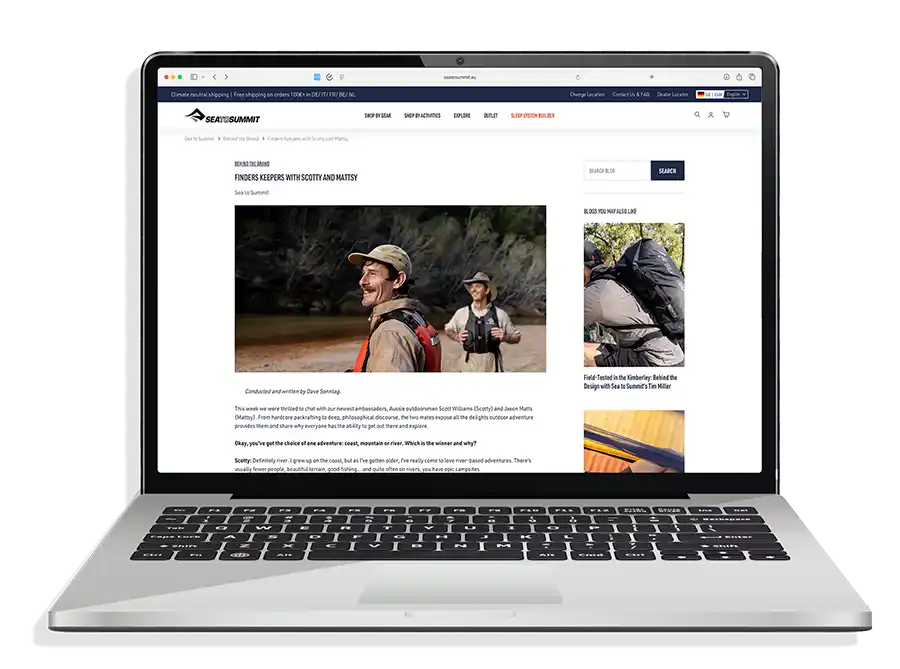 Computer screen displaying a Dave Sonntag Written article for Sea to Summit Australia.