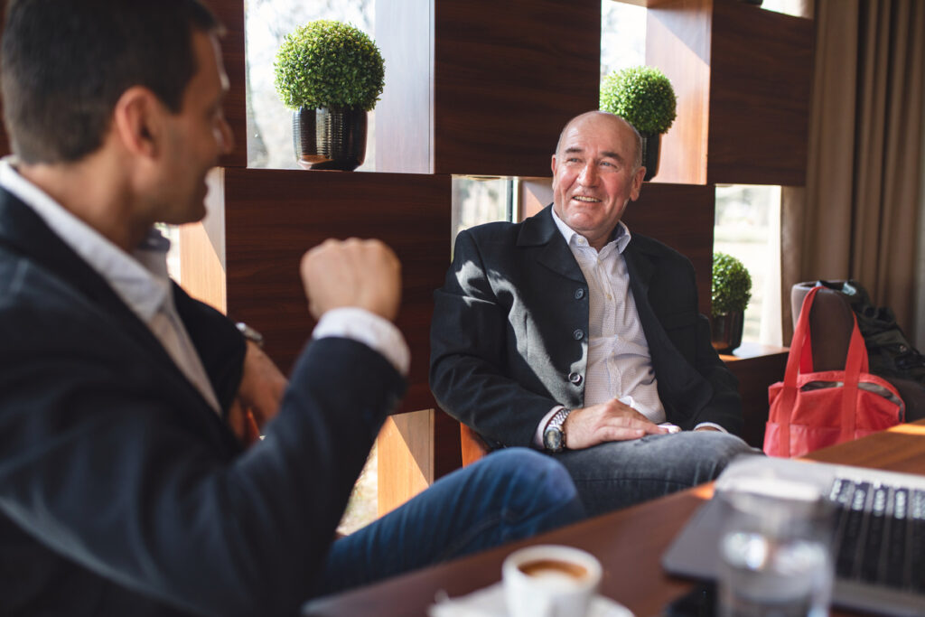 Businessman sharing story in a boardroom